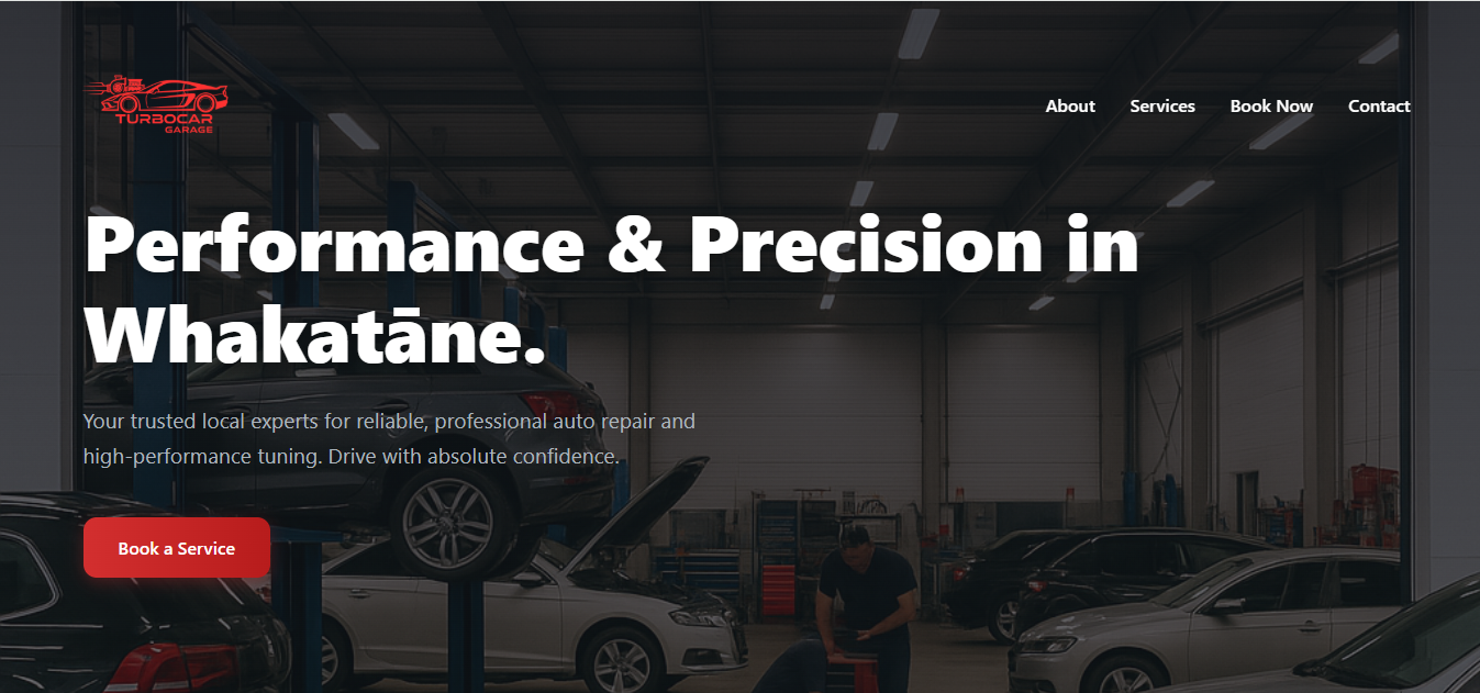 TurboCar Garage website design example by Webnith
